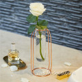 Rose Gold Metal Stand Clear Tube Glass Vases